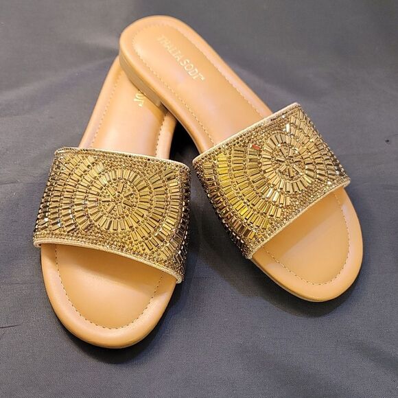 BRAND NEW THALIA SODI RHINESTONE EMBELLISHEDE WOMEN'S SLIDER G1 - Picture 11 of 15